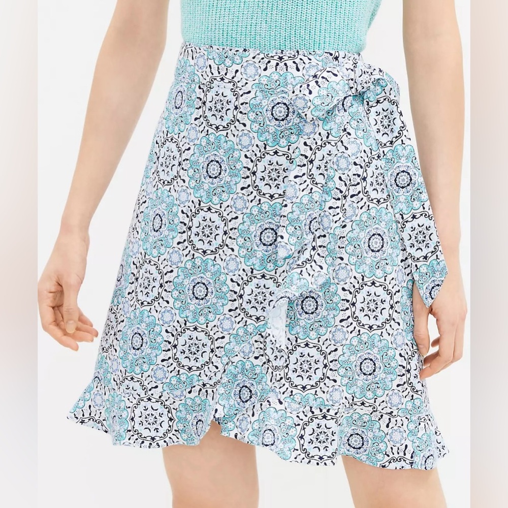 Loft Petite Medallion Ruffle Wrap Skirt
